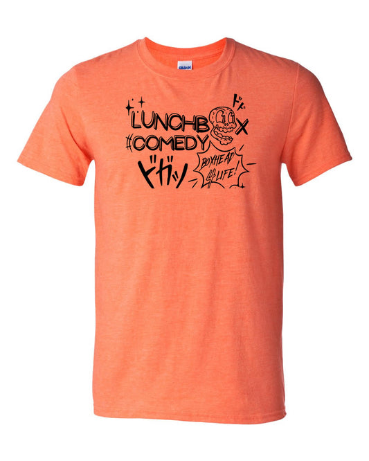 Lunchbox Comedy: Boxhead Logo Heather Orange Shirt