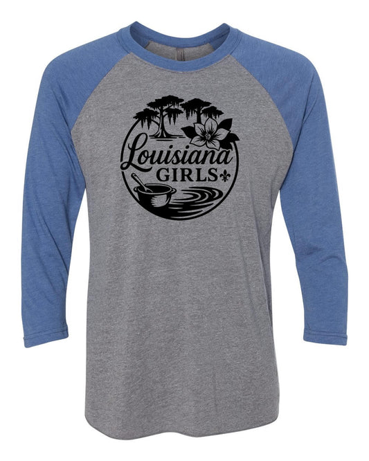 Louisiana Girls: Raglan Grey/Royal Blue
