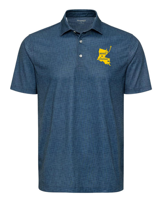 Hooked on Louisiana: Navy and Yellow Textured Polo