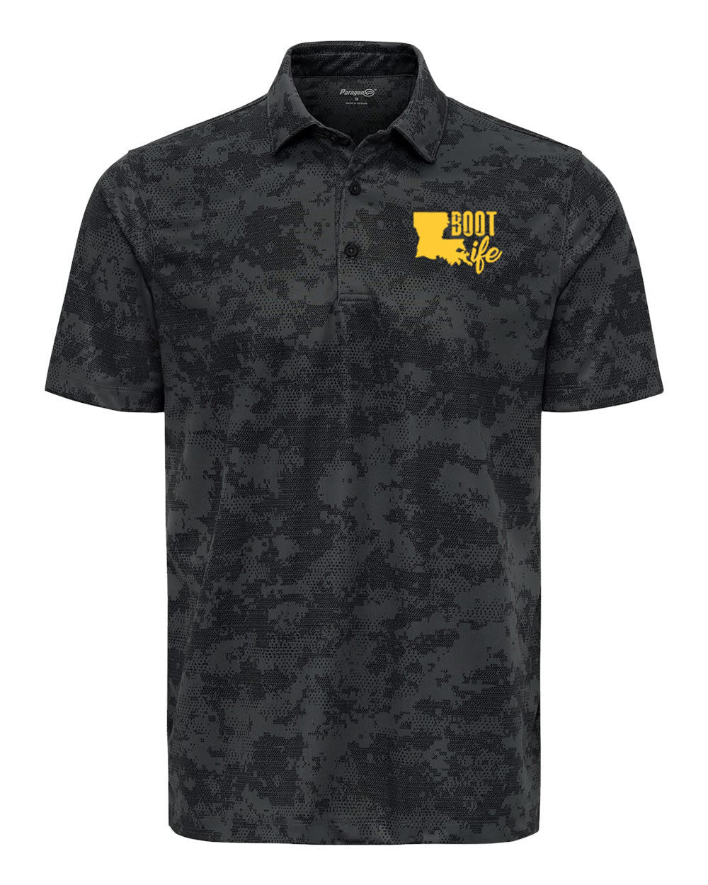 Boot Life: Black and Gold Camo Polo