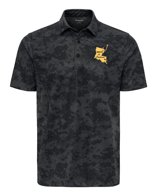 Hooked on Louisiana: Black and Gold Camo Polo