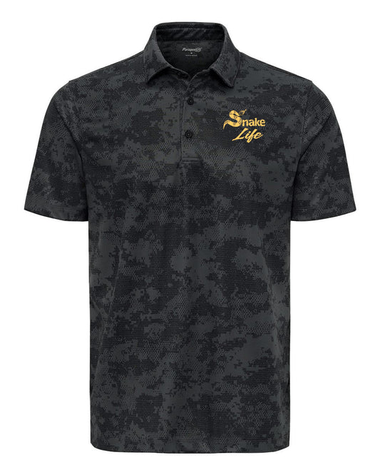 Snake Life: Camo Black and Gold Polo