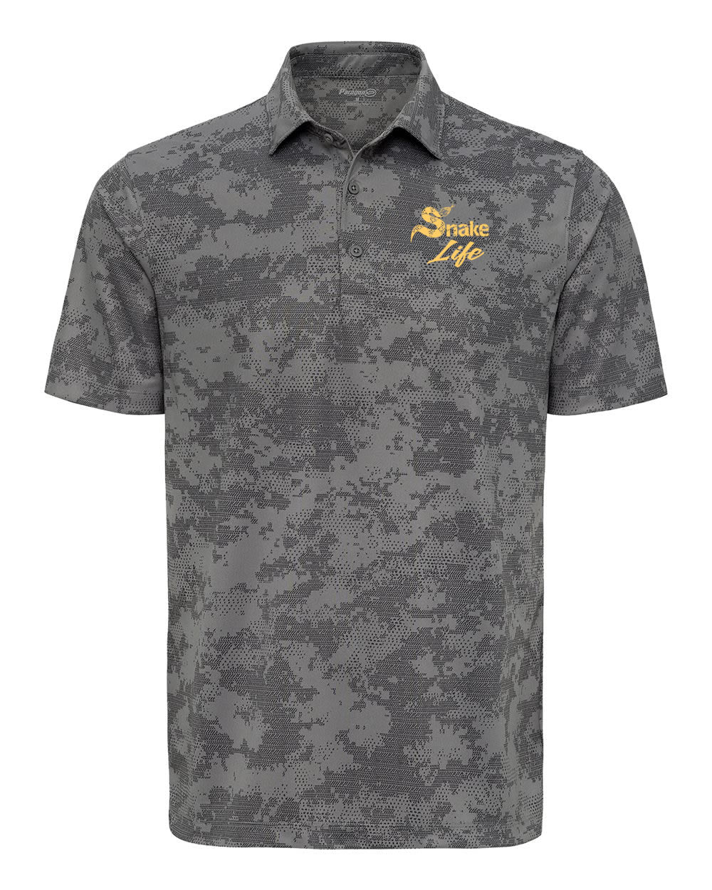 Snake Life: Camo Grey and Gold Polo