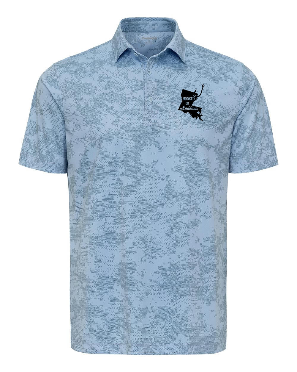 Hooked on Louisiana: Light Blue Camo Polo