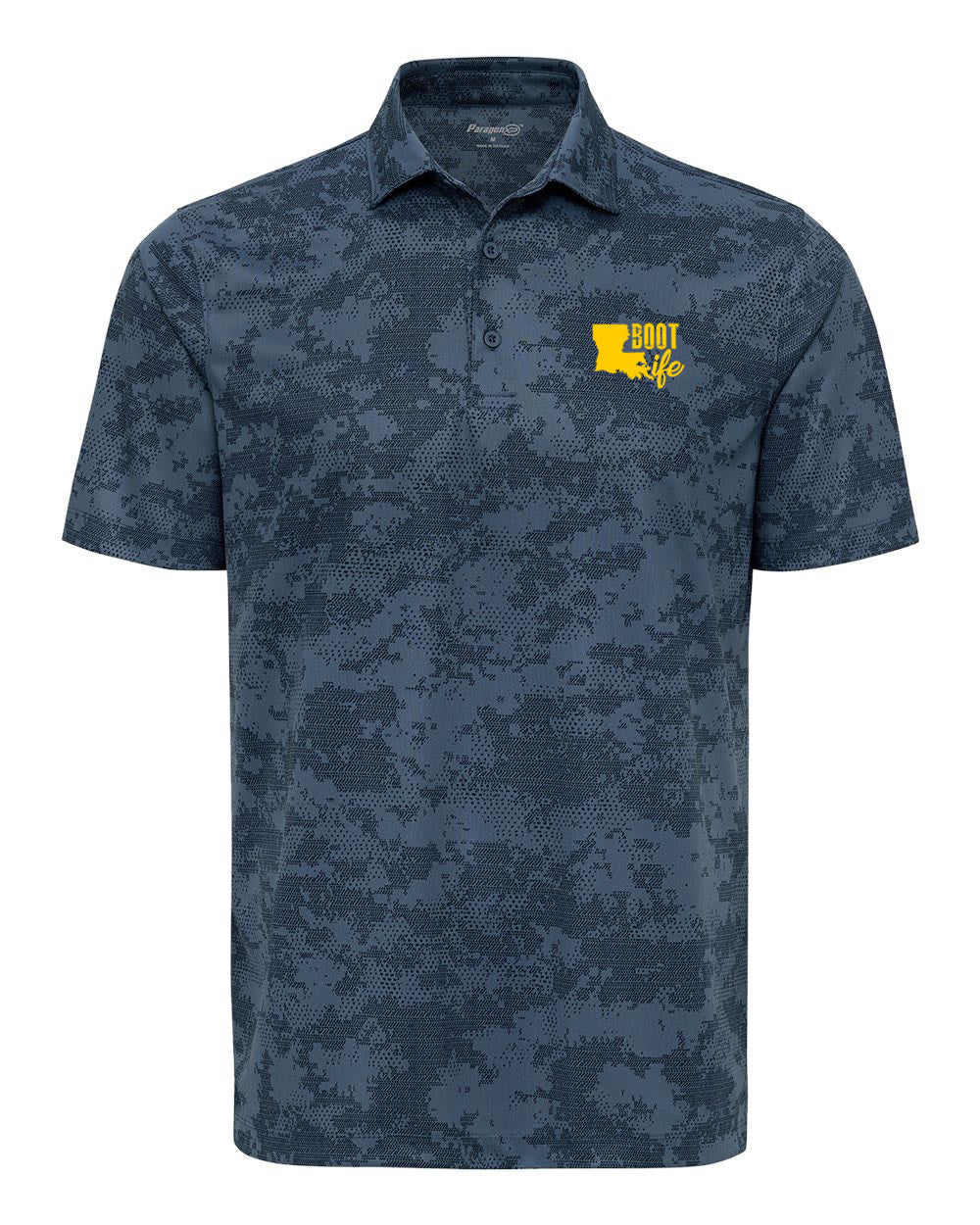 Boot Life: Navy and Yellow Camo Polo