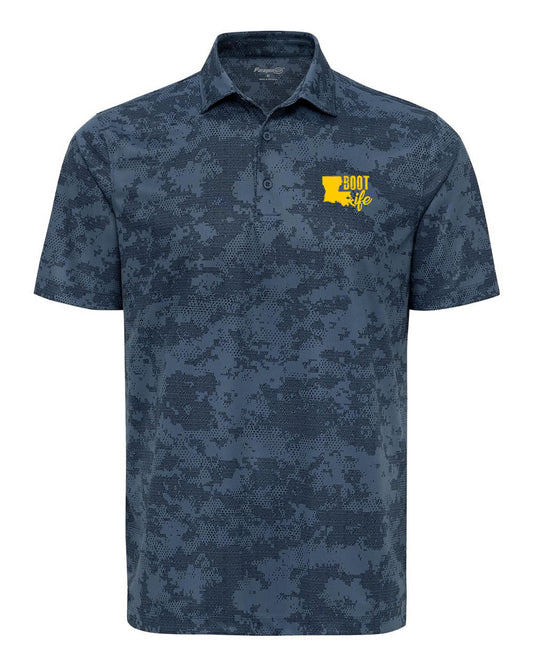 Boot Life: Navy and Yellow Camo Polo