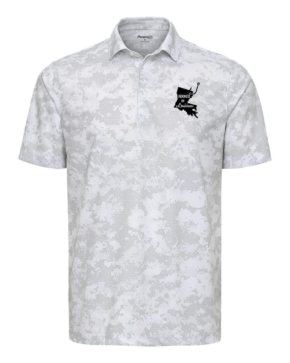Hooked on Louisiana: White Camo Polo