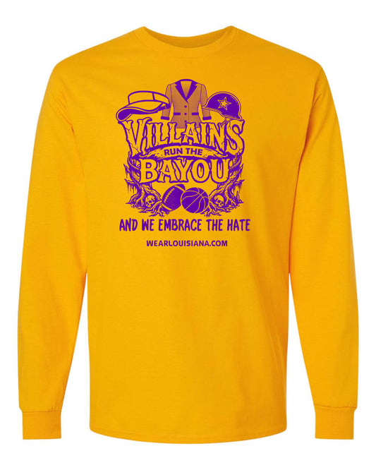 Villains Run The Bayou Gold Longsleeve Tee