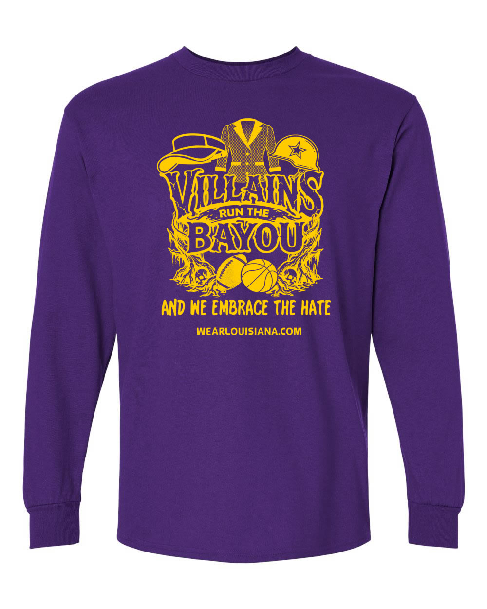 Villains Run The Bayou Purple Longsleeve Tee