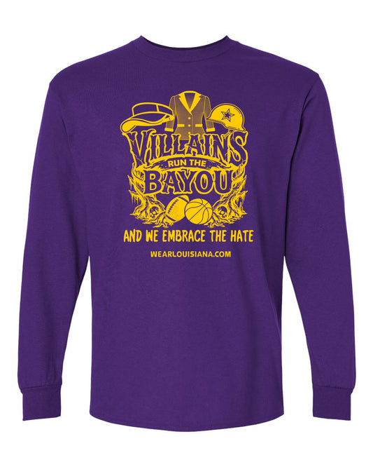 Villains Run The Bayou Purple Longsleeve Tee