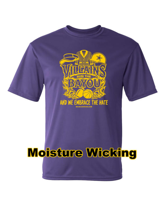 Villains Run The Bayou Purple Moisture Wicking Shirt