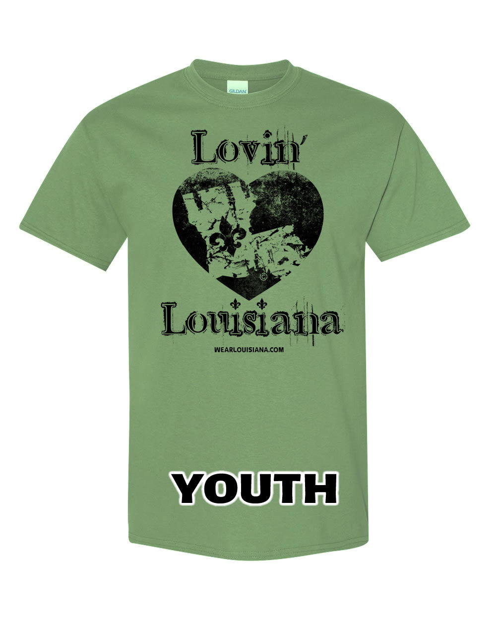 YOUTH Military Green Lovin' Louisiana Tee