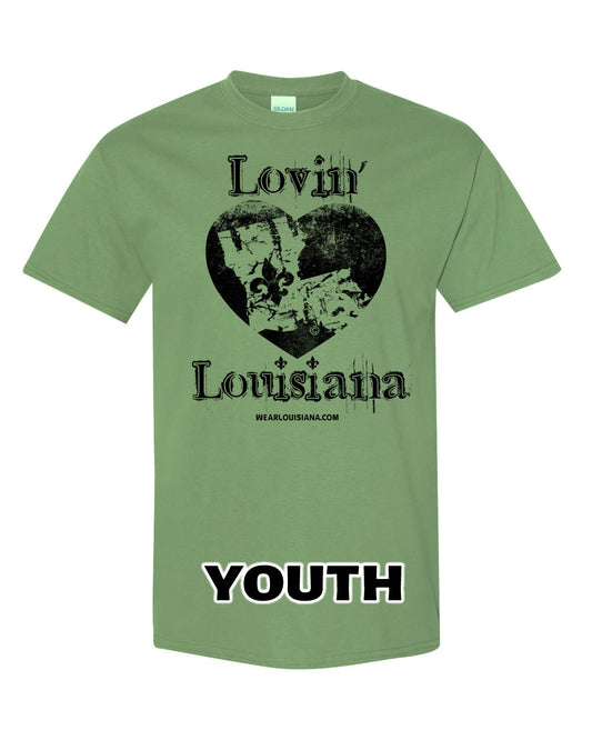 YOUTH Military Green Lovin' Louisiana Tee