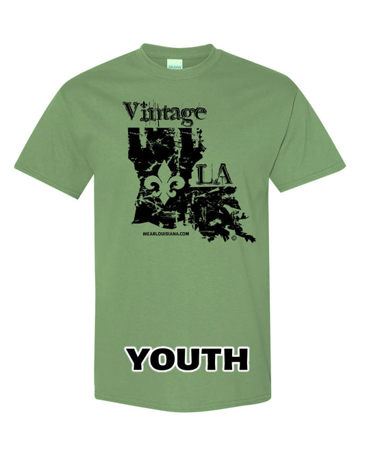 YOUTH Military Green Vintage Louisiana Tee
