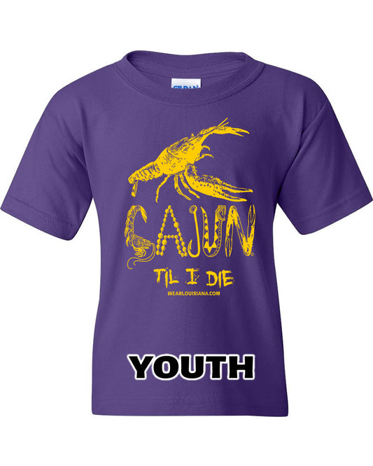 Youth Purple Cajun Til I Die Tee