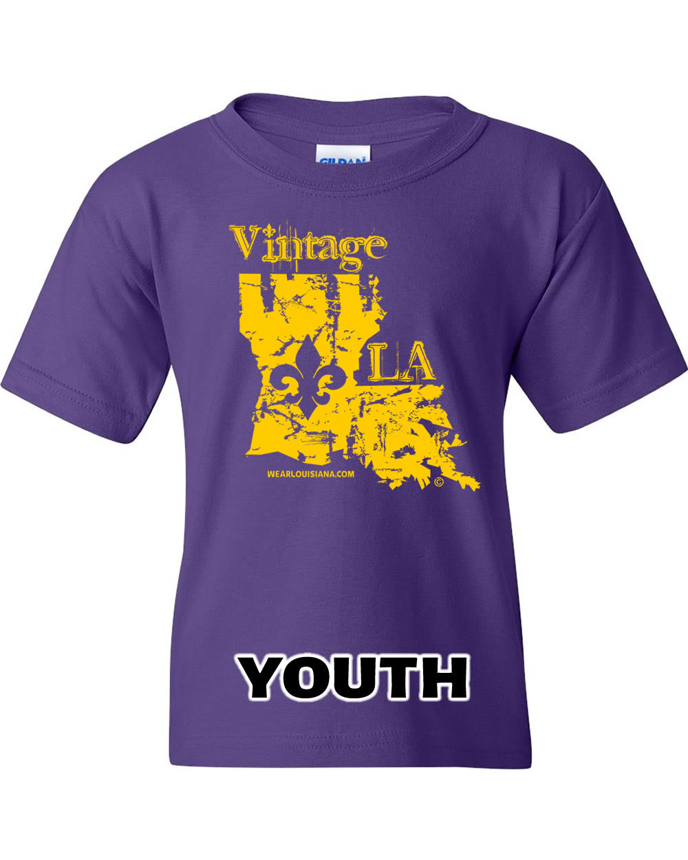 Youth Purple Vintage Louisiana Tee