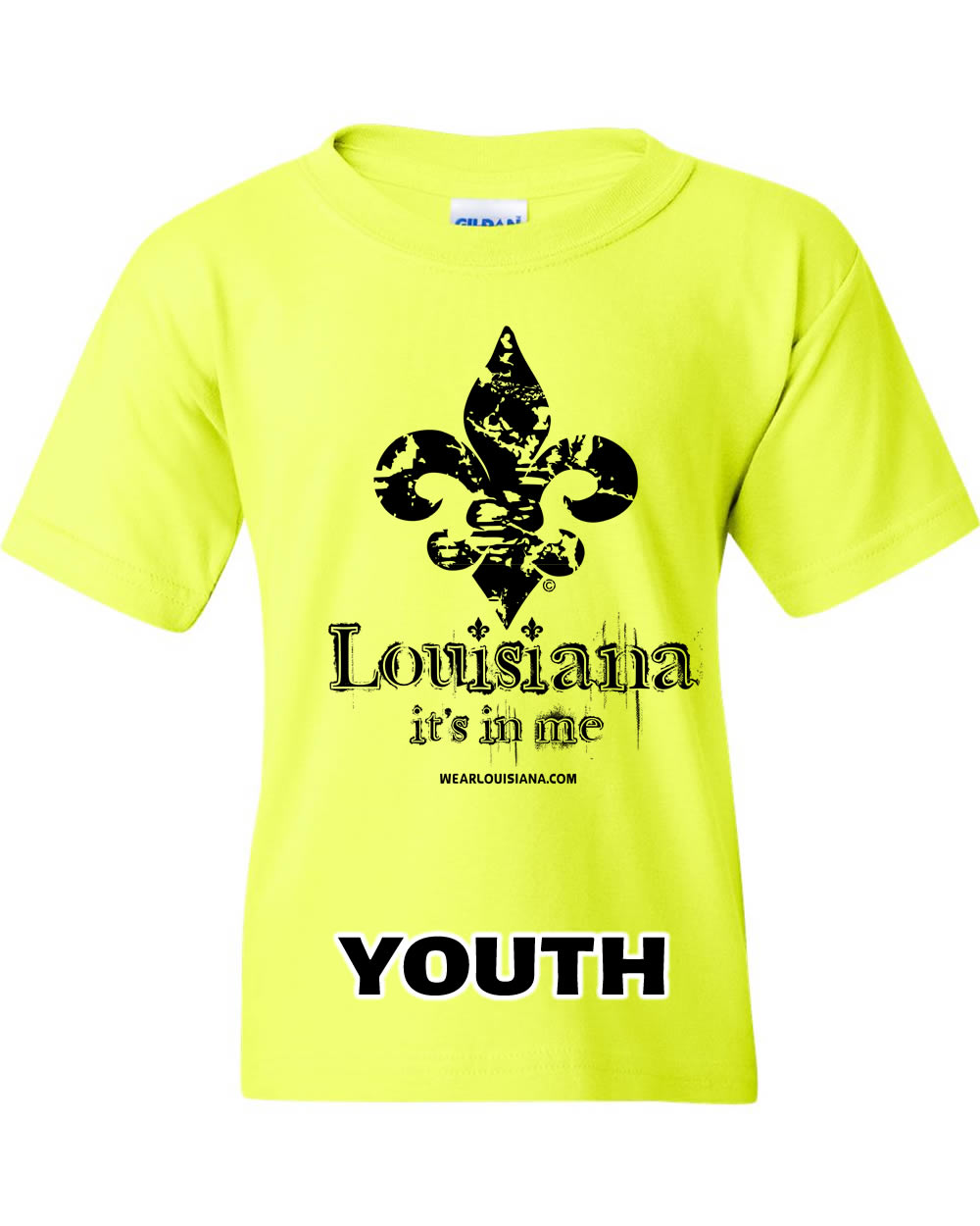 Youth Neon Yellow Louisiana It's in Me Tee