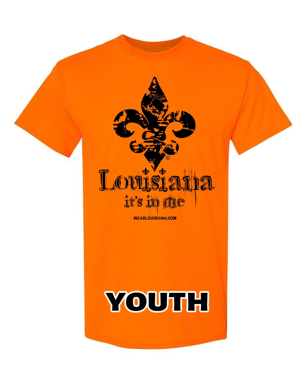 Youth Neon Orange Louisiana It's in Me Tee
