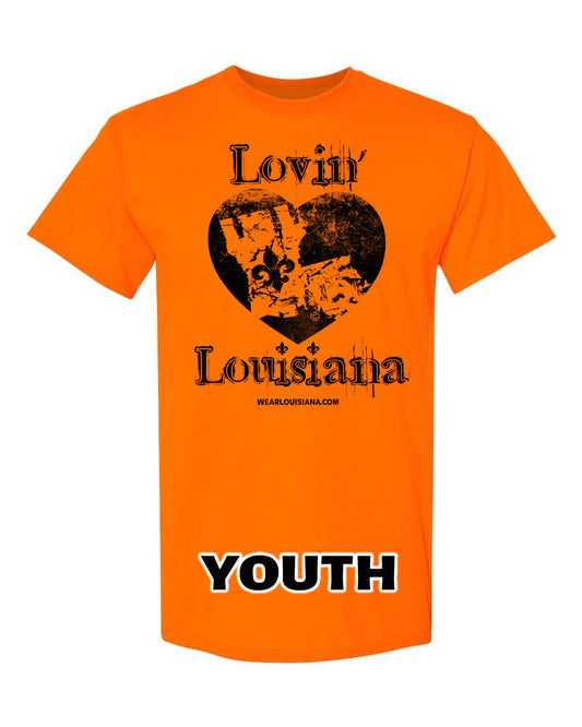 Youth Neon Orange Lovin' Louisiana Tee