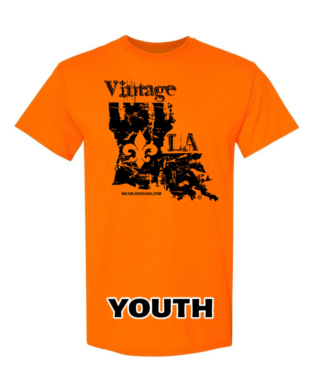 Youth Neon Orange Vintage Louisiana