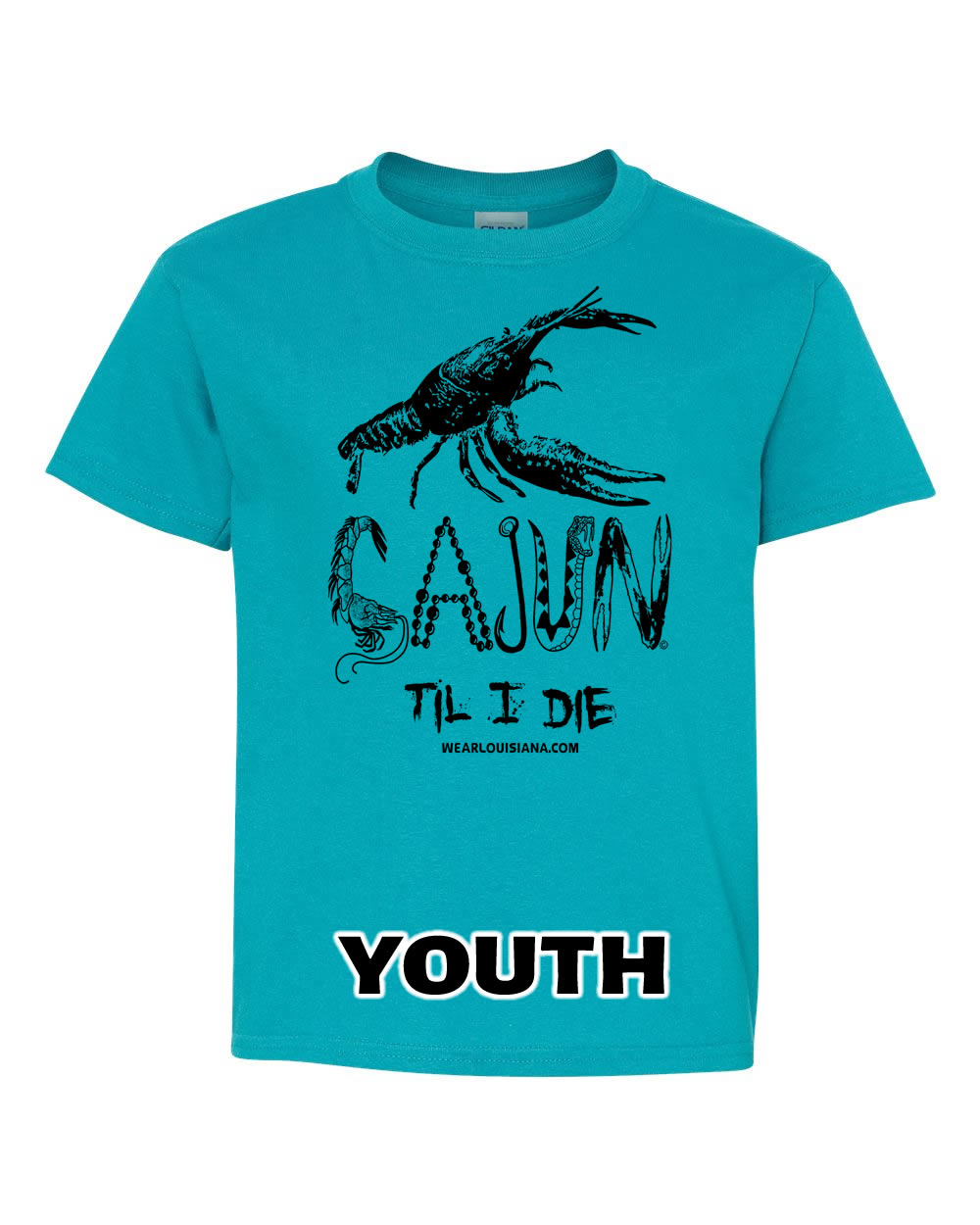 YOUTH Tropical Blue Cajun Til I Die Tee