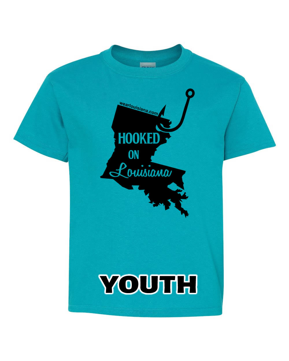 YOUTH Tropical Blue Hooked on Louisiana Tee