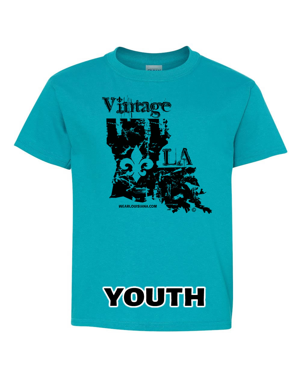 YOUTH Tropical Blue Vintage Louisiana Tee